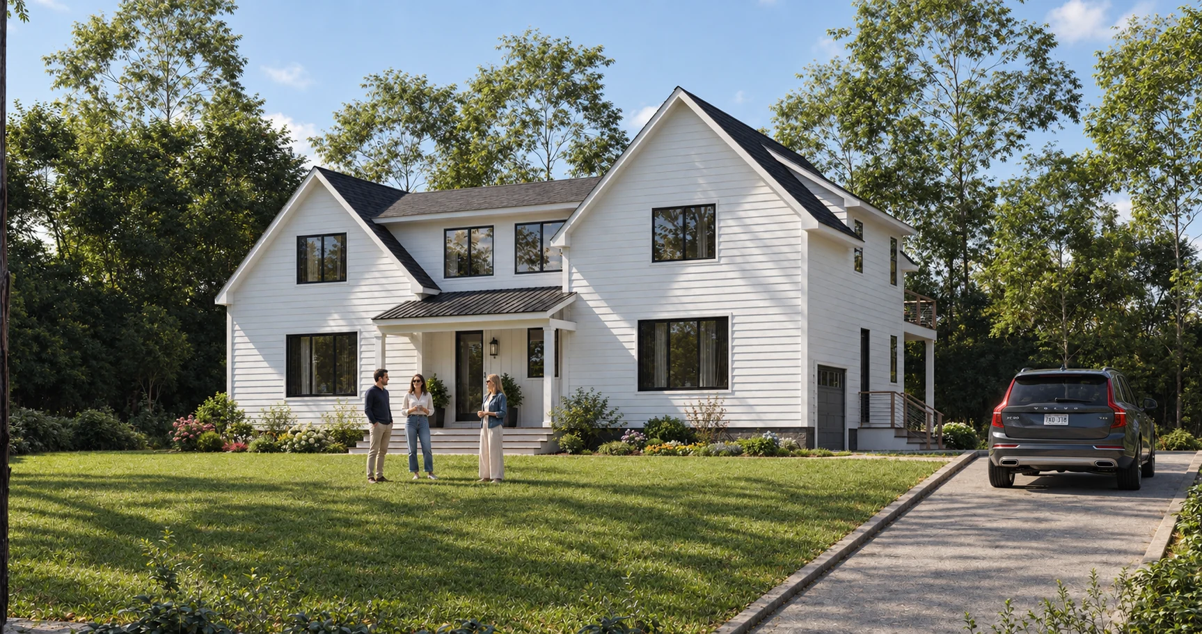 Exterior rendering: Two-storey house with garden