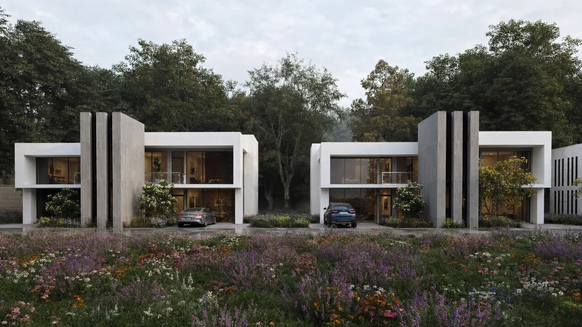 Exterior rendering: Contemporary housing complex