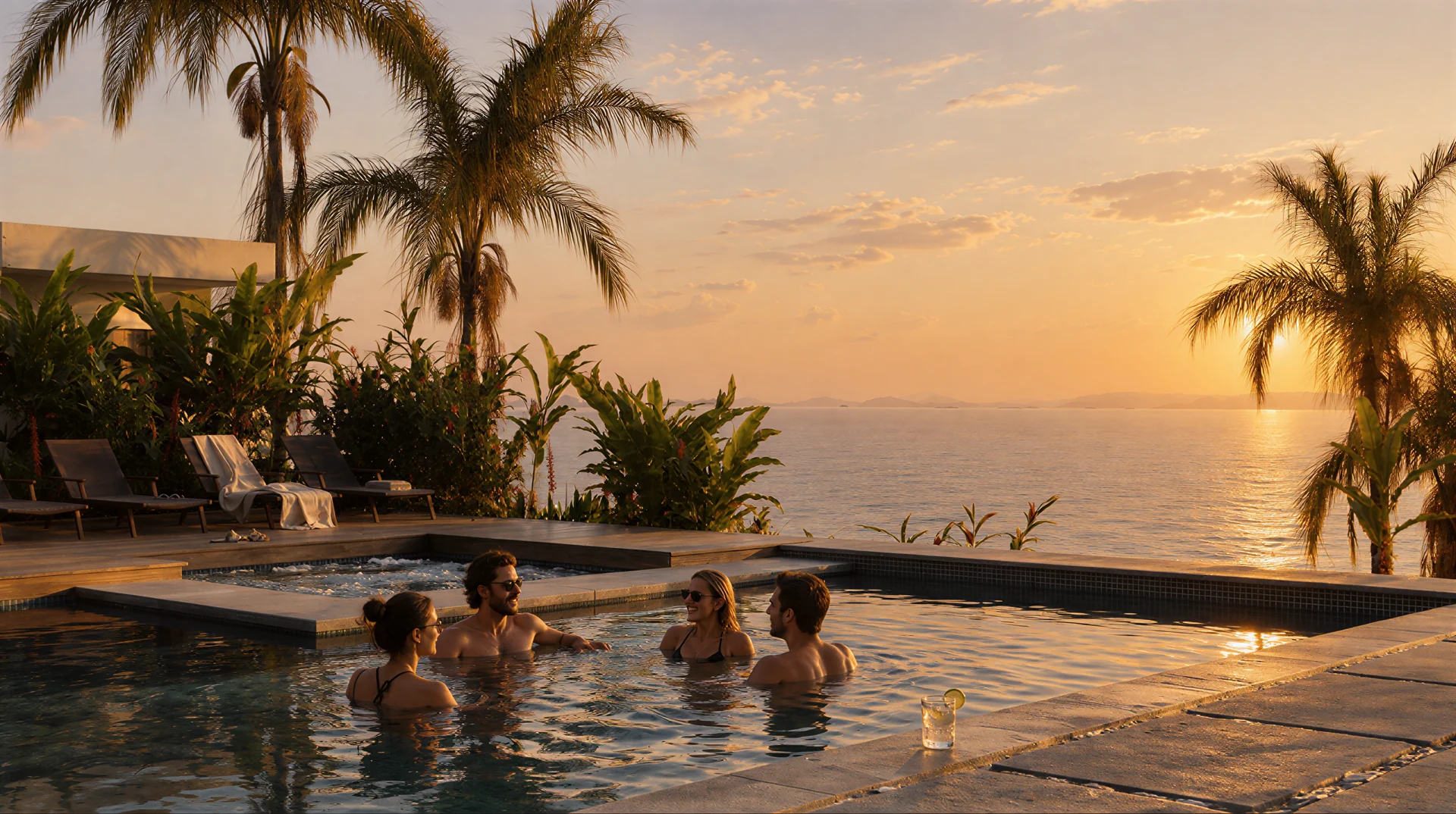 Exterior rendering: Swimming pool overlooking the sea